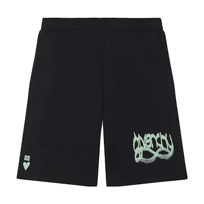 Givenchy Bermuda Fleece Shorts with Infinity Print Mid-Rise Relaxed Fit Black Men. BM51863YH8001