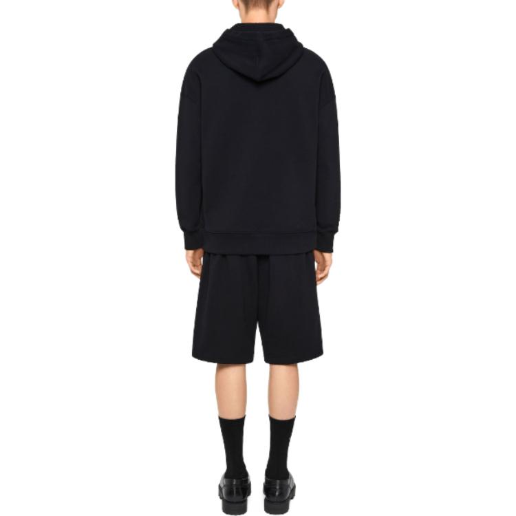 Shop Givenchy Bermuda Fleece Shorts with Infinity Print Mid-Rise Relaxed Fit Black Men. BM51863YH8001