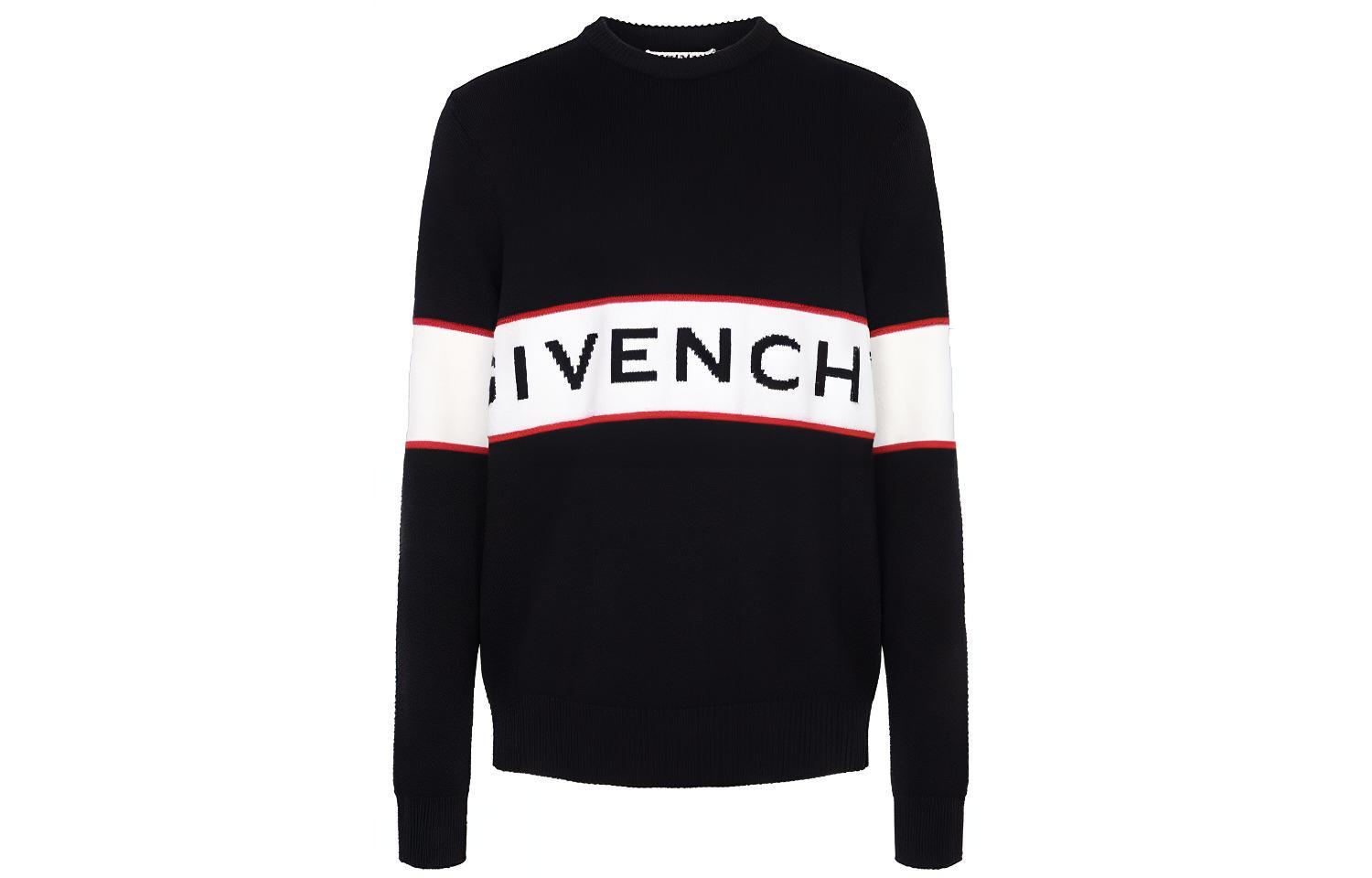 Order Givenchy Sweater Hitam Alphabet Logo Intarsia Rajut. BM900G400M