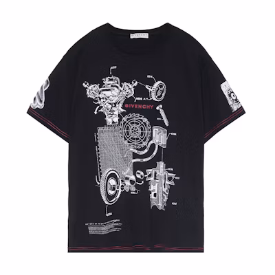 Givenchy Black Alphabet Pattern Print Crew Neck T-Shirt BM710Q3002-001