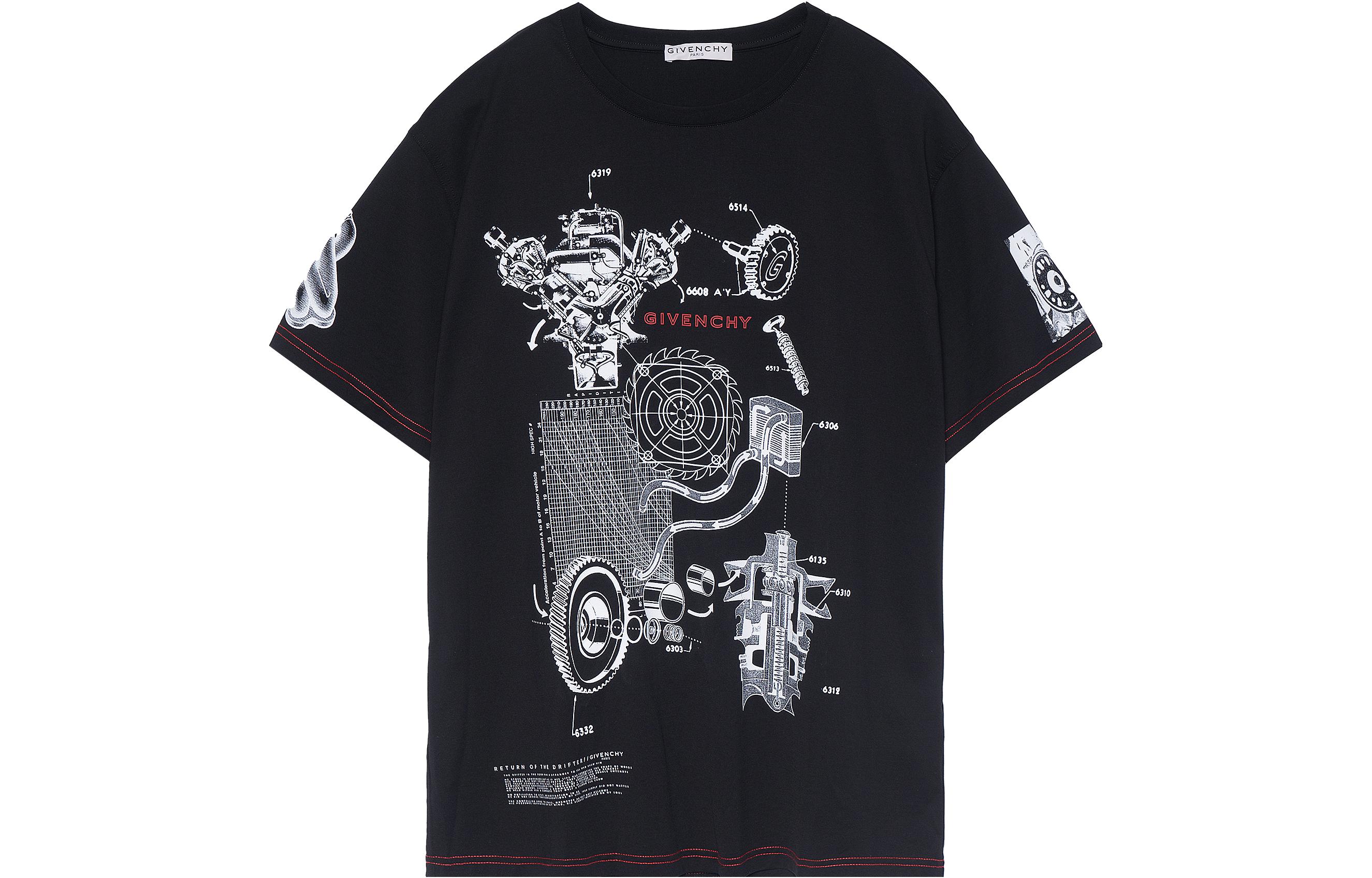 Givenchy Black Alphabet Pattern Print Crew Neck T-Shirt BM710Q3002-001 圖 2