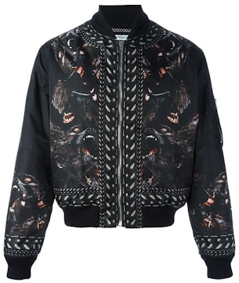 ジバンシィ ブラック アニマルプリント ジップアップ 長袖 ベースボールジャケット 16F0603749-001 Order ジバンシィ ブラック アニマルプリント ジップアップ 長袖 ベースボールジャケット 16F0603749-001