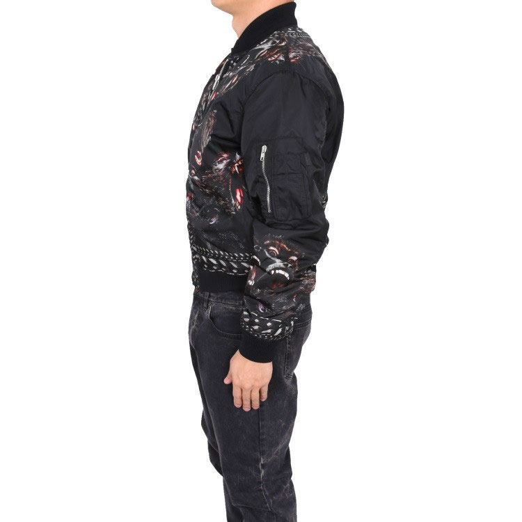 Sizing ジバンシィ ブラック アニマルプリント ジップアップ 長袖 ベースボールジャケット 16F0603749-001