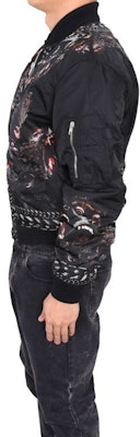 ジバンシィ ブラック アニマルプリント ジップアップ 長袖 ベースボールジャケット 16F0603749-001 Sizing ジバンシィ ブラック アニマルプリント ジップアップ 長袖 ベースボールジャケット 16F0603749-001