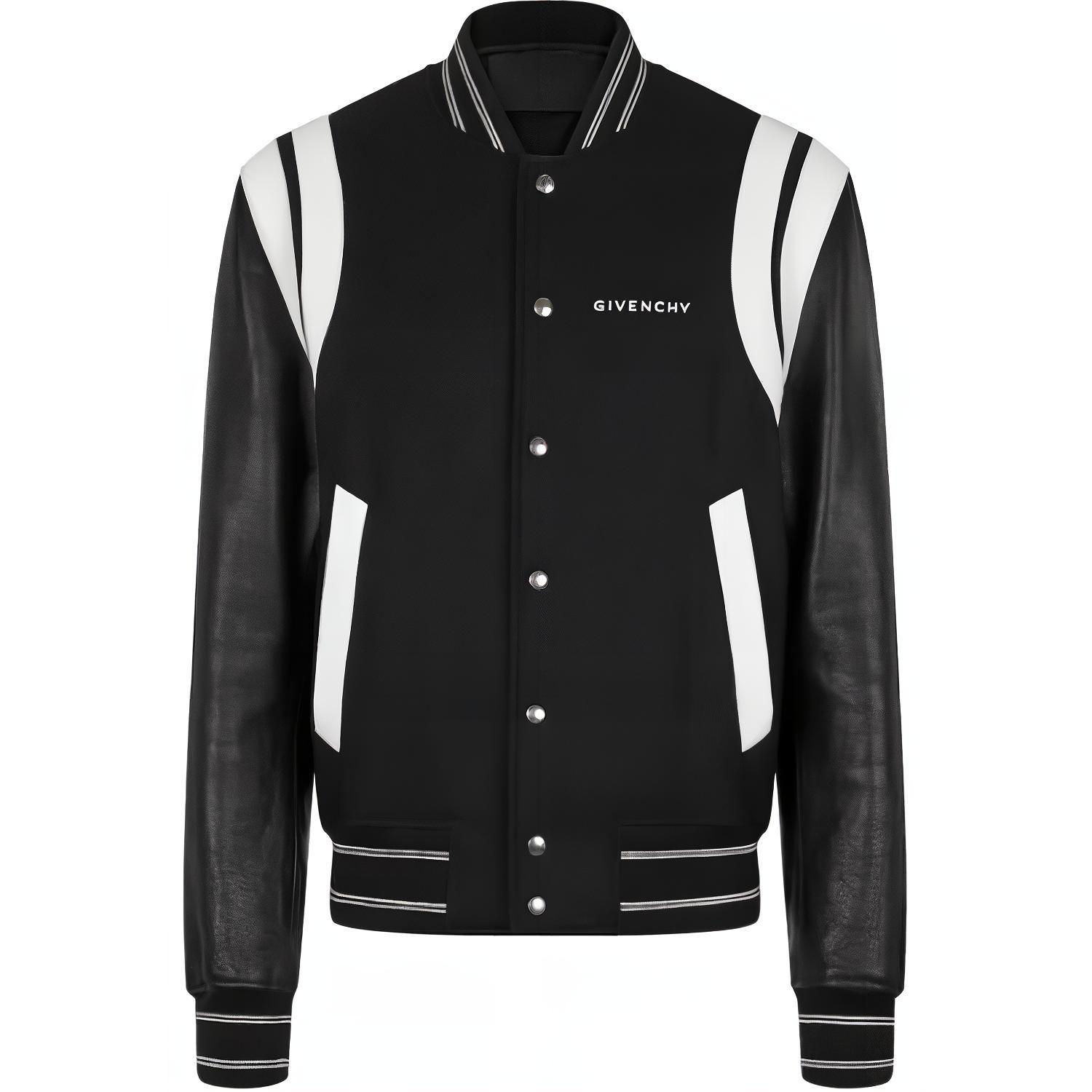 Givenchy Black Color-Block Logo Embroidered Long Sleeve Jacket BM00FL60E4-001