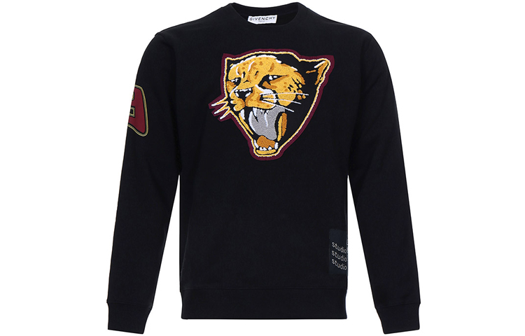 Givenchy Black Cotton Crewneck Long-Sleeve Sweatshirt BMJ06F30AF-001