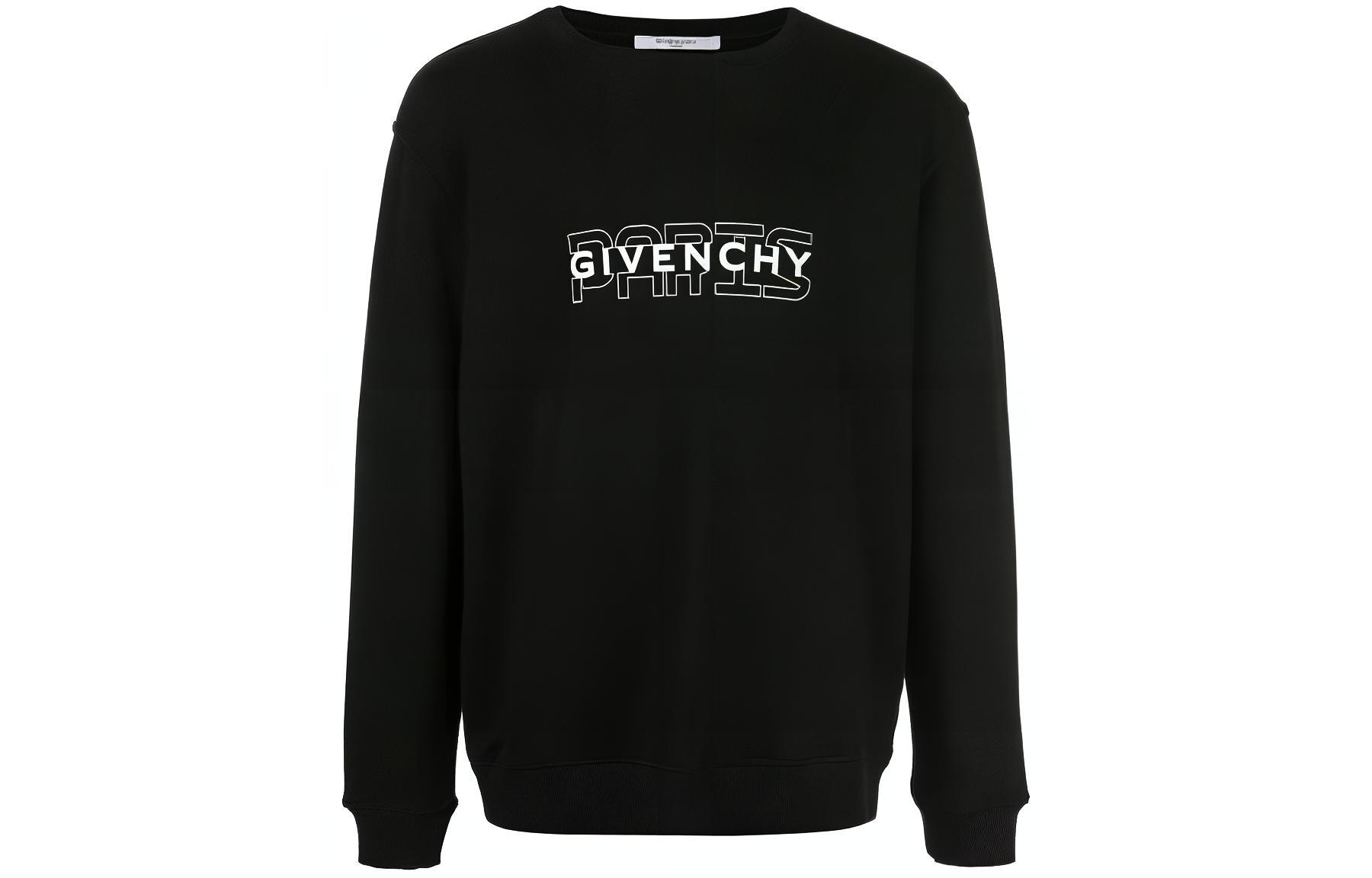 Givenchy Black Crewneck Long-Sleeve Sweatshirt with Logo BMJ04630AF-001