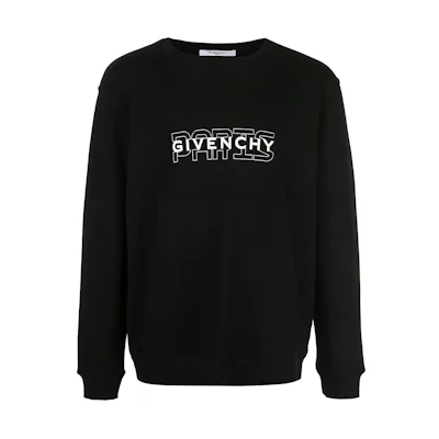 Givenchy Black Crewneck Long-Sleeve Sweatshirt with Logo BMJ04630AF-001