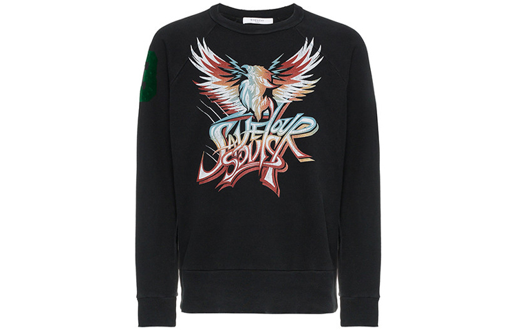 Givenchy Black Crewneck Printed Long-Sleeve Sweatshirt BM70A7307J-001