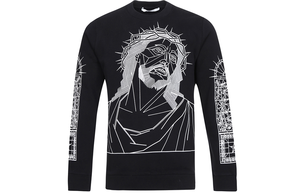 GIVENCHY Black Crewneck Sweatshirt with Graphic Design 16F7365653-001