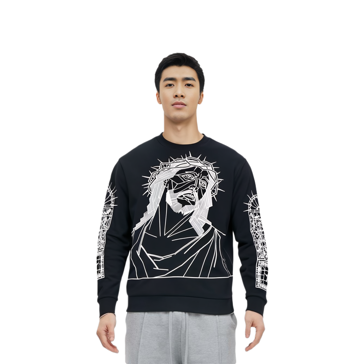 Shop 紀梵希黑色圓領圖案設計長袖衛衣 16F7365653-001