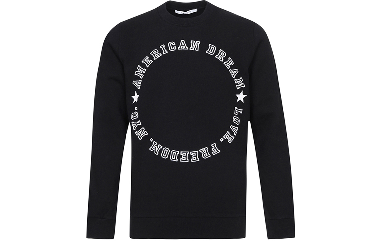Givenchy Black Crewneck Sweatshirt with Letter Print 16F7303653-001