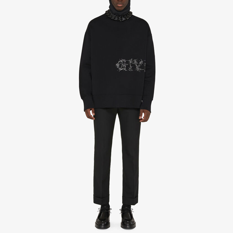 Lookbook 紀梵希黑色字母印花設計圓領長袖衫 BMJ0DK3Y6V-001