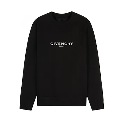 GIVENCHY Black Crewneck Sweatshirt with Logo Letter Print. BMJ0CB3Y6V-001