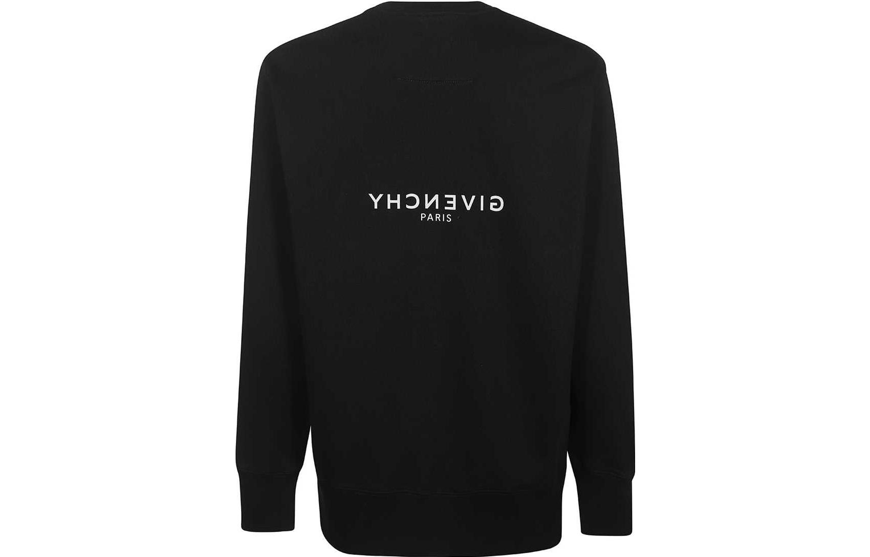 Lookbook GIVENCHY 黑色圓領衛衣 號印字母徽標設計。 BMJ0CB3Y6V-001