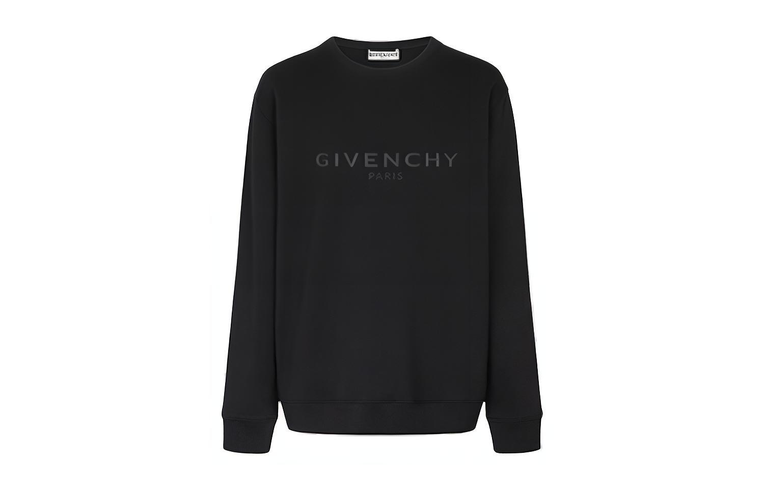 GIVENCHY Black Crewneck Sweatshirt with Logo Print BMJ07Z30AF-001