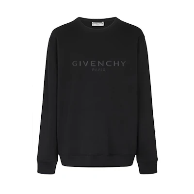 GIVENCHY Black Crewneck Sweatshirt with Logo Print BMJ07Z30AF-001
