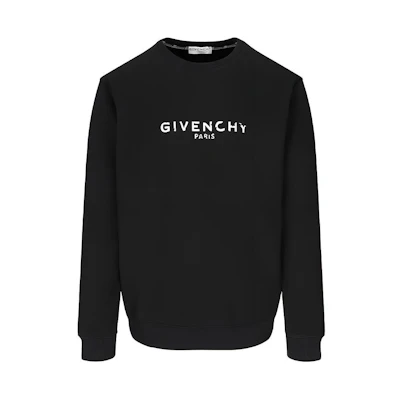 GIVENCHY Black Crewneck Sweatshirt with Logo Print BM700U30AF-001