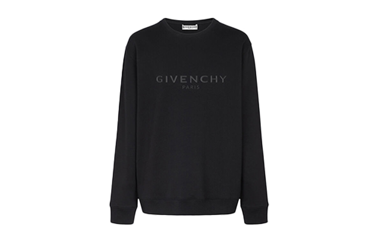 Order GIVENCHY 黑色印花Logo圓領長袖上衣 BMJ07Z30AF-001