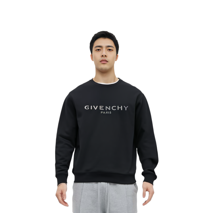 Details for GIVENCHY 黑色印花Logo圓領長袖上衣 BMJ07Z30AF-001