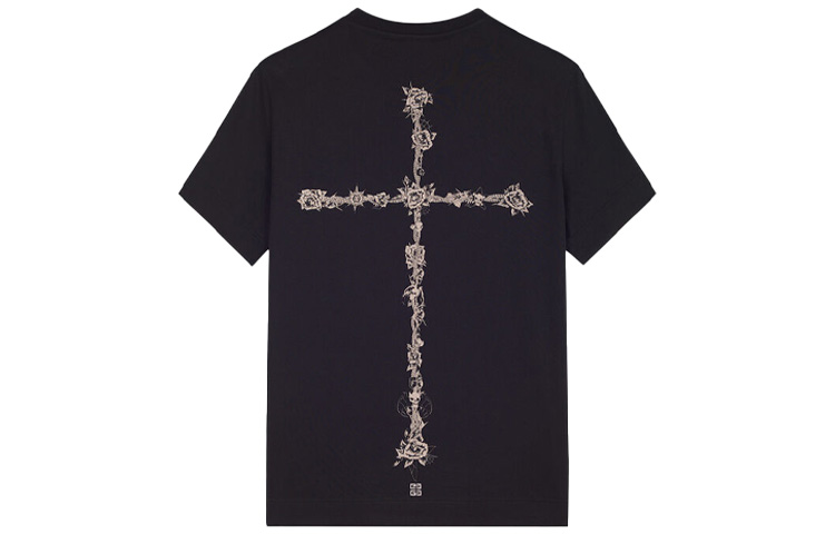 GIVENCHY Black Cross Crew Neck Casual Short Sleeve T-Shirt BM713H3Y6B-001 圖 3