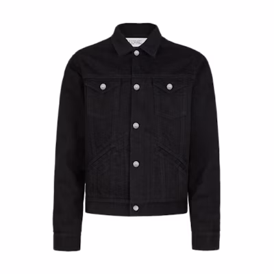 Givenchy Black Denim Jacket with Logo Pocket and Square Collar BM00BQ50C3-001