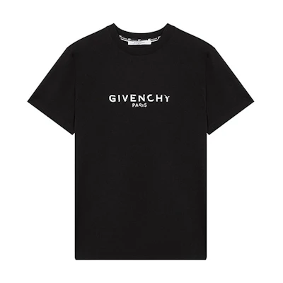 Givenchy Black Distressed Logo Print Cotton Crewneck T-Shirt BM70K93002-001