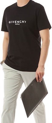 纪梵希黑色复古做旧标志印花棉质圆领T恤 BM70K93002-001 Cheap 纪梵希黑色复古做旧标志印花棉质圆领T恤 BM70K93002-001