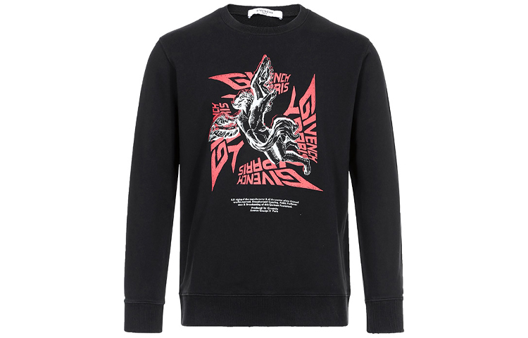 Givenchy Black Distressed Printed Crewneck Sweatshirt BMJ03330AF-001