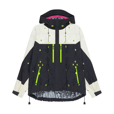 Givenchy Black Fitted Hooded Patchwork Zip-Up Jacket BM01611YFL-004