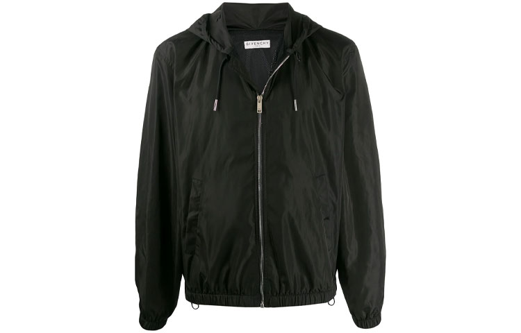 Givenchy Black Floral Logo Drawstring Zip Jacket BM00C412QX-001