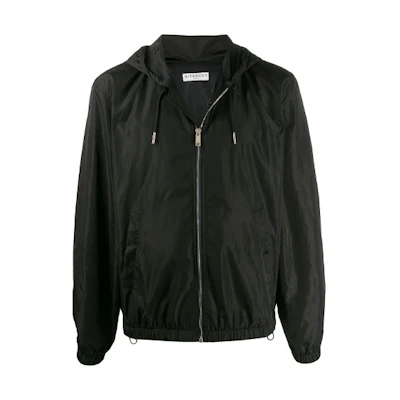 Givenchy Black Floral Logo Drawstring Zip Jacket BM00C412QX-001
