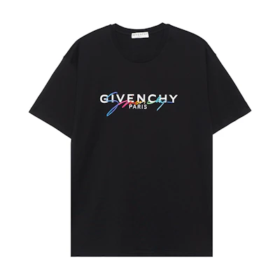GIVENCHY Black Handwriting Logo Embroidery Cotton T-Shirt BM70RL3002-001