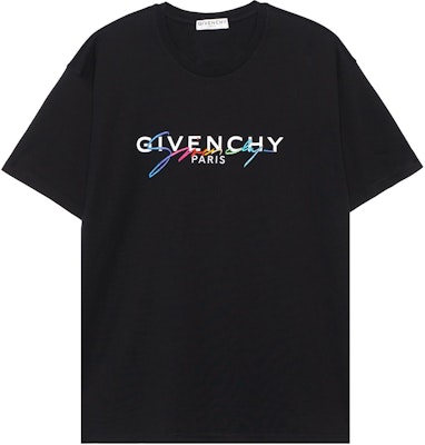 GIVENCHY Baju T-Shirt Hitam Logo Tulisan Bersulam Kapas BM70RL3002-001 Order GIVENCHY Baju T-Shirt Hitam Logo Tulisan Bersulam Kapas BM70RL3002-001