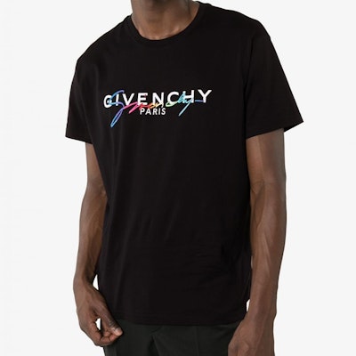 GIVENCHY Baju T-Shirt Hitam Logo Tulisan Bersulam Kapas BM70RL3002-001 Shop GIVENCHY Baju T-Shirt Hitam Logo Tulisan Bersulam Kapas BM70RL3002-001