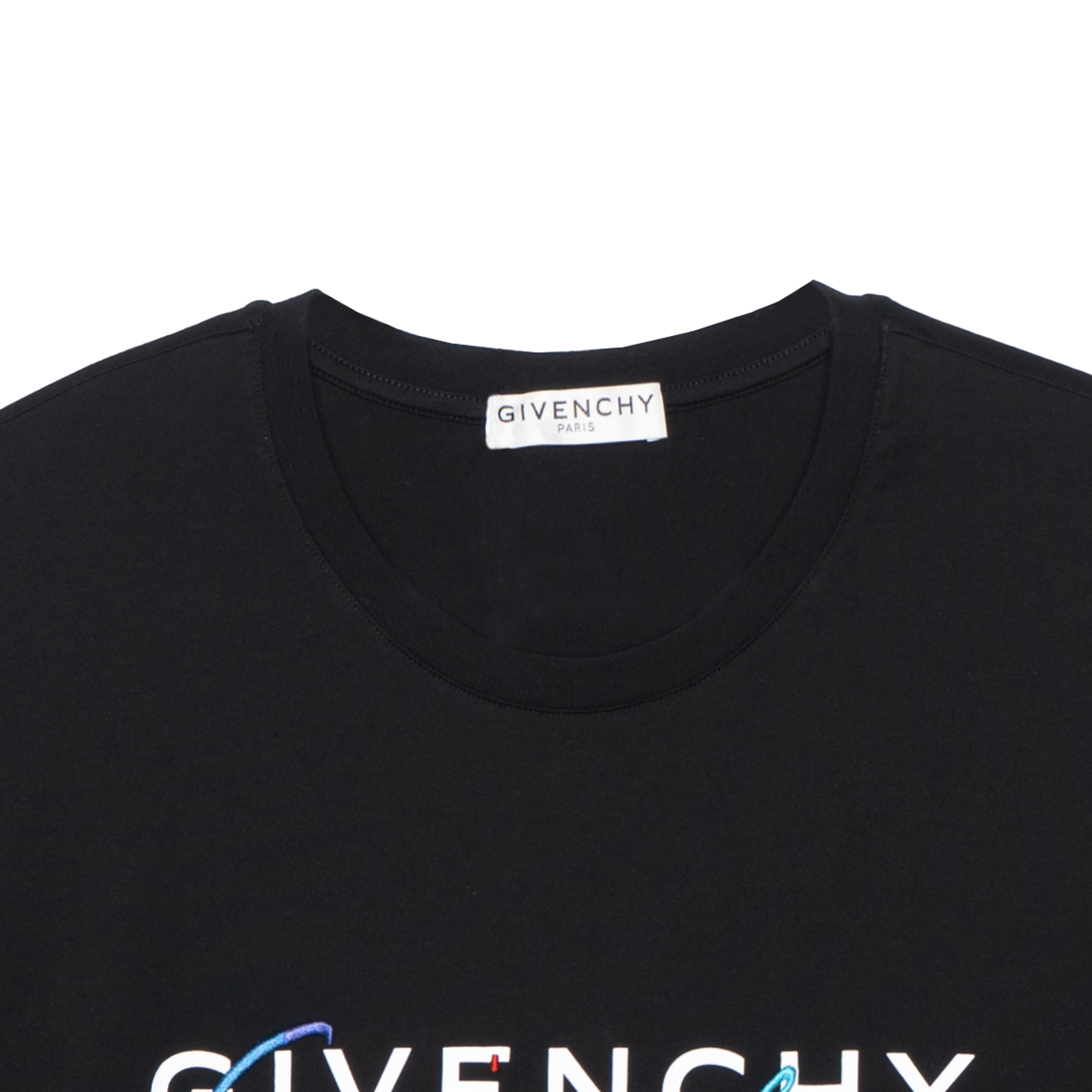Details for GIVENCHY Baju T-Shirt Hitam Logo Tulisan Bersulam Kapas BM70RL3002-001
