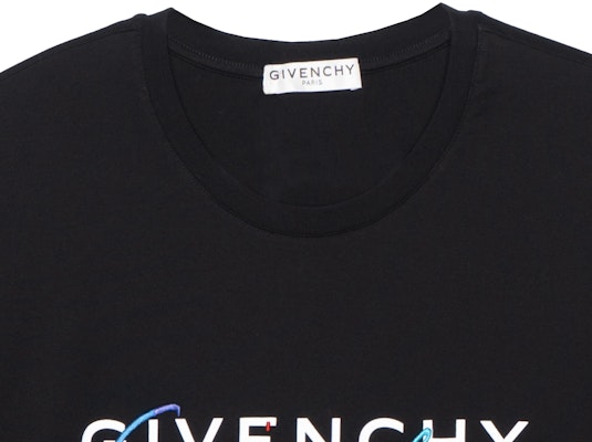 GIVENCHY Baju T-Shirt Hitam Logo Tulisan Bersulam Kapas BM70RL3002-001 Details for GIVENCHY Baju T-Shirt Hitam Logo Tulisan Bersulam Kapas BM70RL3002-001