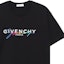 Sizing GIVENCHY Baju T-Shirt Hitam Logo Tulisan Bersulam Kapas BM70RL3002-001