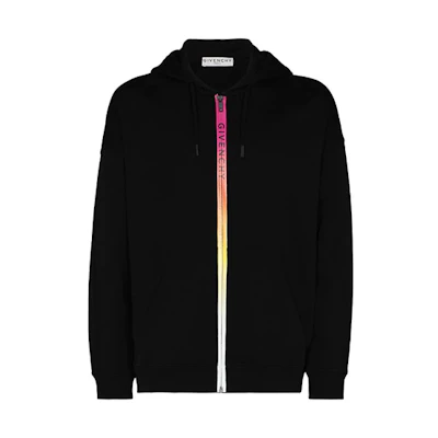 GIVENCHY Black Hoodie with Colorful Letter Trim BMJ07D30AF-001