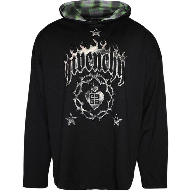Givenchy Black Hoodie with Dual-Sided Letter Print and Drop-Shoulder Design BM71KD3YHU-960