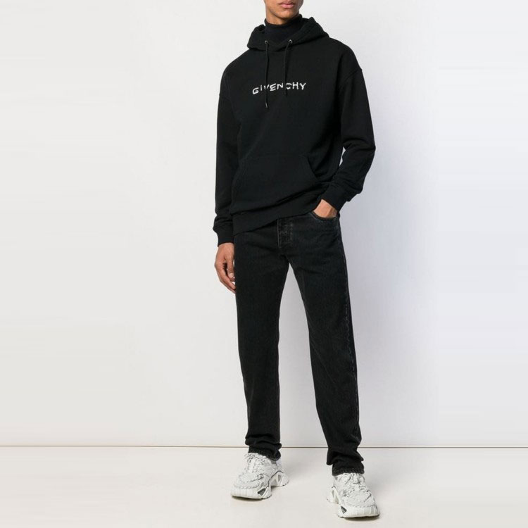 GIVENCHY Black Hoodie with Letter Logo Print and Long Sleeves. BMJ03730AF-001 圖 3