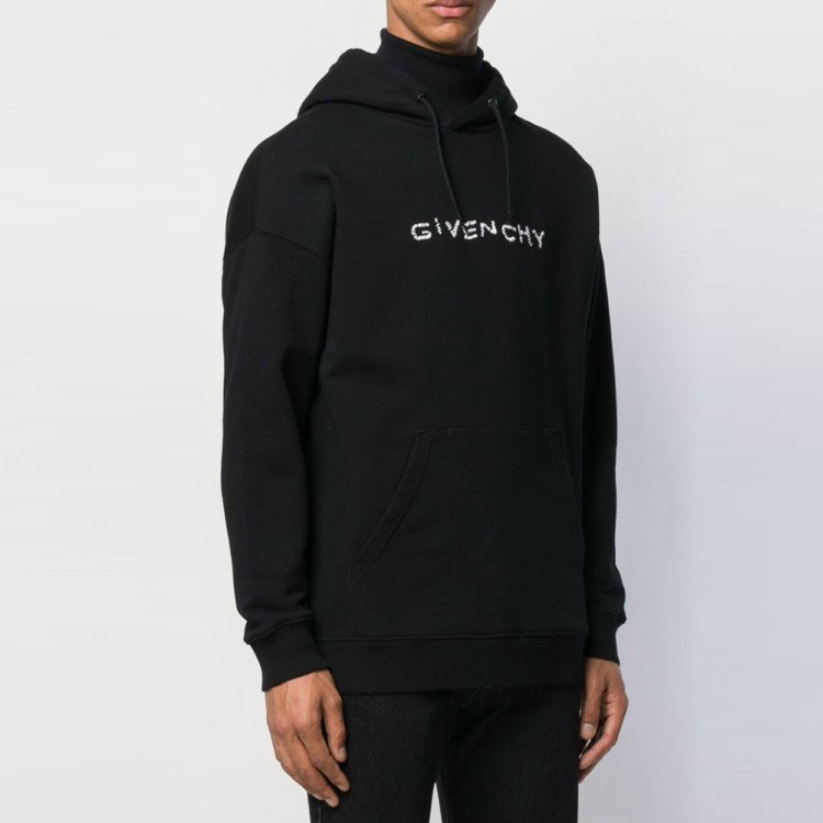 GIVENCHY Black Hoodie with Letter Logo Print and Long Sleeves. BMJ03730AF-001 圖 5