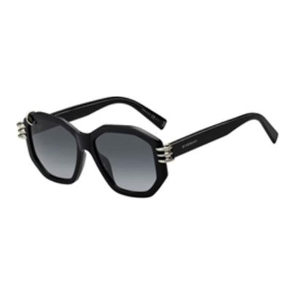 GIVENCHY Black Irregular Sunglasses Unisex Couples Style with Logo Temples. 203536-807-549O