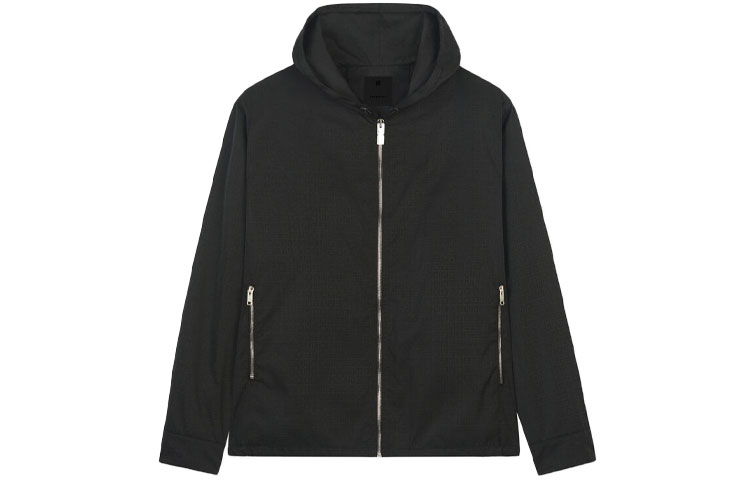 Givenchy Black Jacquard Nylon Hooded Zip Jacket BM00RP13P9-001