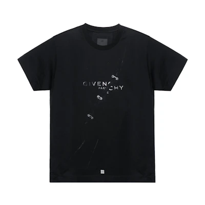 Givenchy Black Letter Visual Trap Effect Crewneck T-Shirt. BM71333Y6B-001