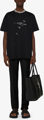 ジバンシィ ブラック レター ビジュアル トラップ エフェクト クルーネック Tシャツ BM71333Y6B-001 Shop ジバンシィ ブラック レター ビジュアル トラップ エフェクト クルーネック Tシャツ BM71333Y6B-001