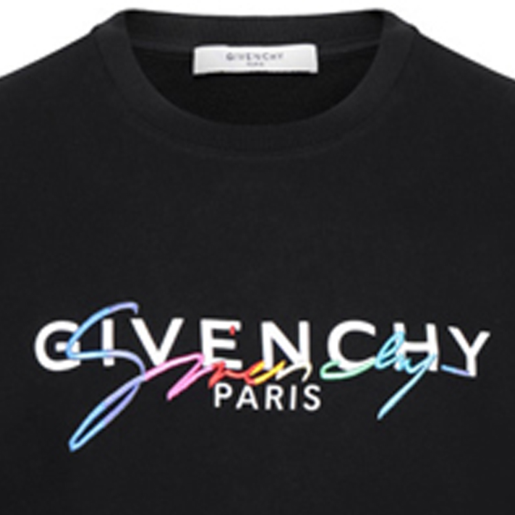 Sizing GIVENCHY 黑色標誌圓領長袖上衣 BMJ03C30AF-001