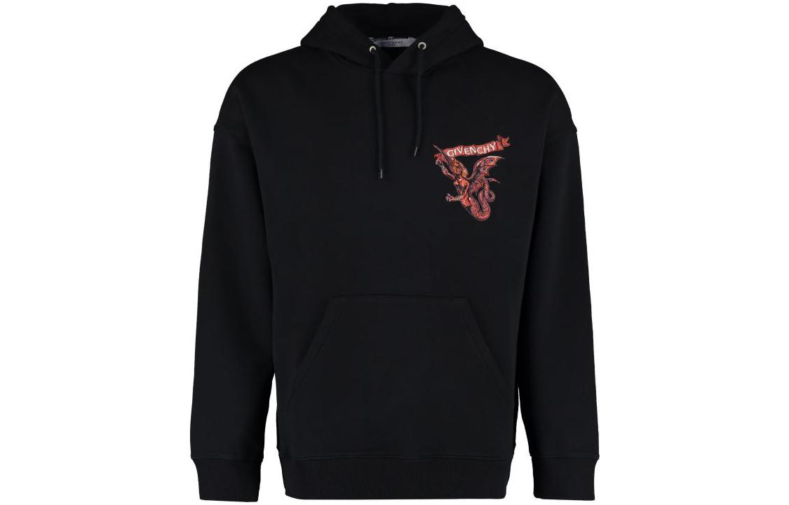 Givenchy Black Logo Embroidered Drawstring Hooded Sweatshirt BM700930AF-001