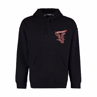 Givenchy Black Logo Embroidered Drawstring Hooded Sweatshirt BM700930AF-001