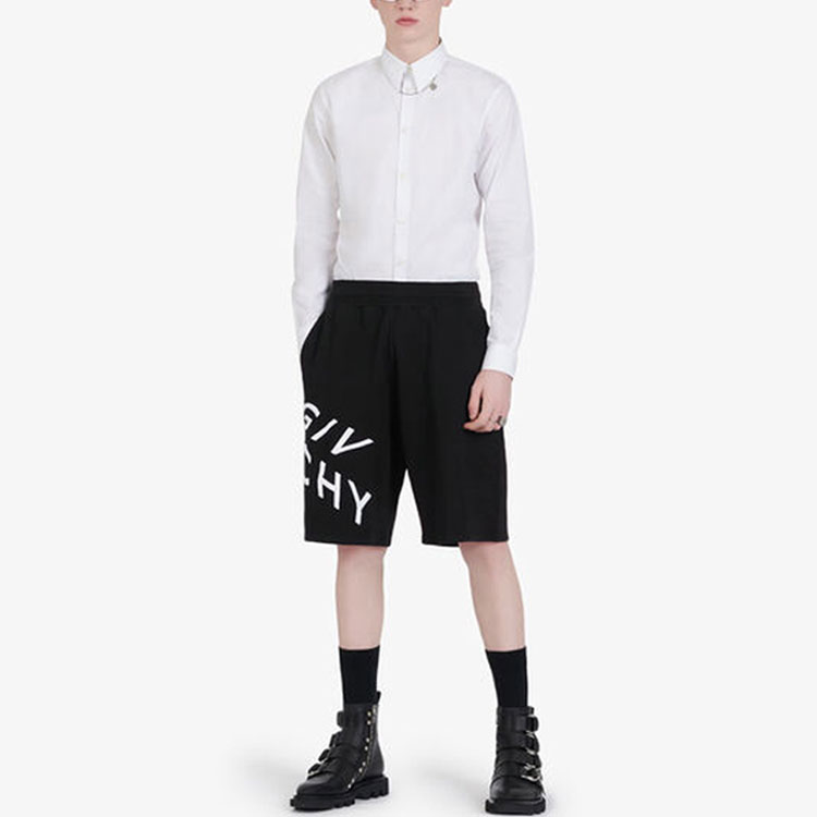 Purchase Givenchy Celana Pendek Santai Pinggang Sedang Logo Hitam Bordir BM50MW30AF-004